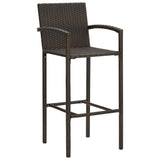 Bar Stools 2 pcs Brown Poly Rattan