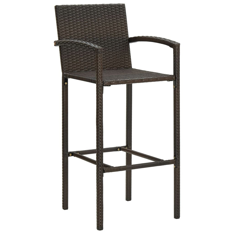 Bar Stools 2 pcs Brown Poly Rattan