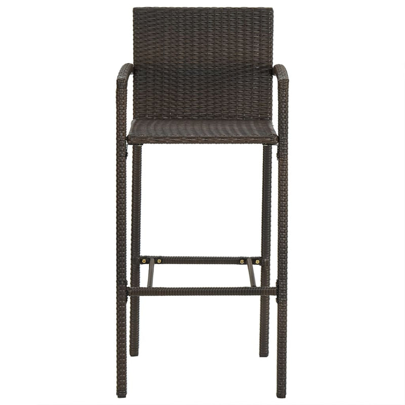 Bar Stools 2 pcs Brown Poly Rattan