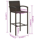 Bar Stools 2 pcs Brown Poly Rattan