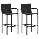 Bar Stools 2 pcs Black Poly Rattan