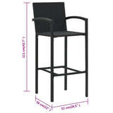 Bar Stools 2 pcs Black Poly Rattan