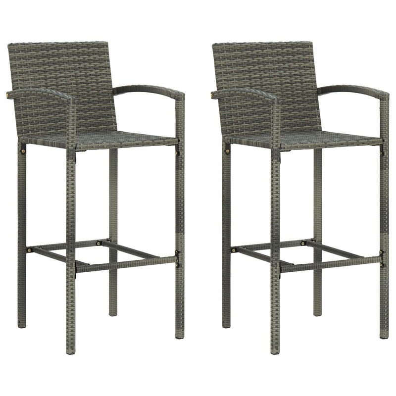 Bar Stools 2 pcs Gray Poly Rattan