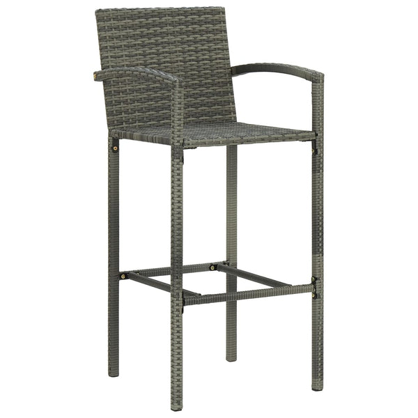 Bar Stools 2 pcs Gray Poly Rattan