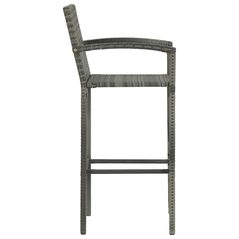 Bar Stools 2 pcs Gray Poly Rattan