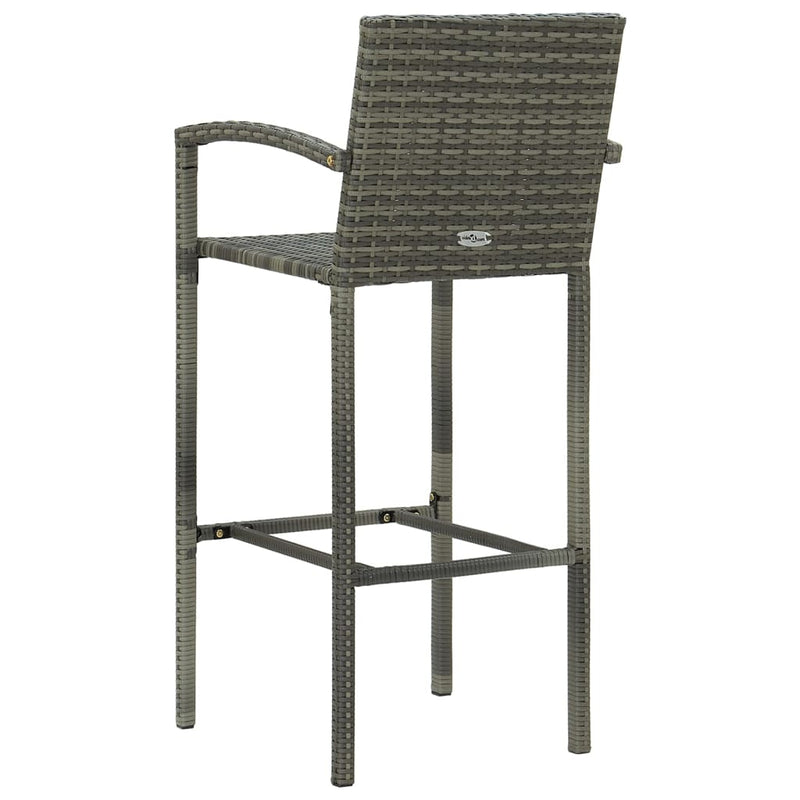 Bar Stools 2 pcs Gray Poly Rattan