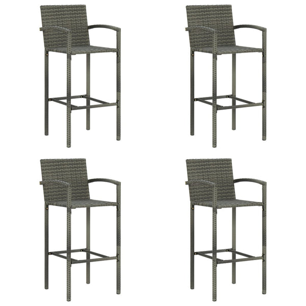 Bar Stools 4 pcs Gray Poly Rattan