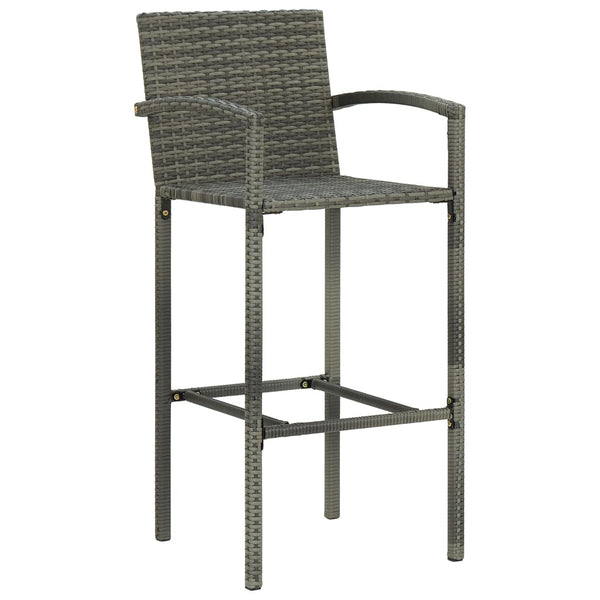 Bar Stools 4 pcs Gray Poly Rattan