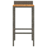 Bar Stools 2 pcs Gray Poly Rattan and Solid Wood Acacia