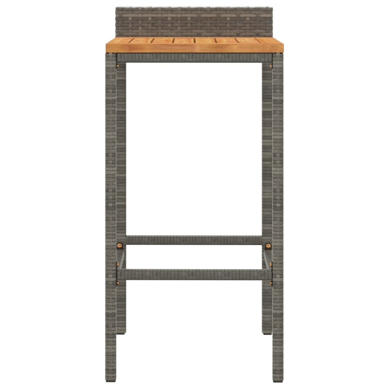 Bar Stools 2 pcs Gray Poly Rattan and Solid Wood Acacia