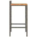 Bar Stools 2 pcs Gray Poly Rattan and Solid Wood Acacia