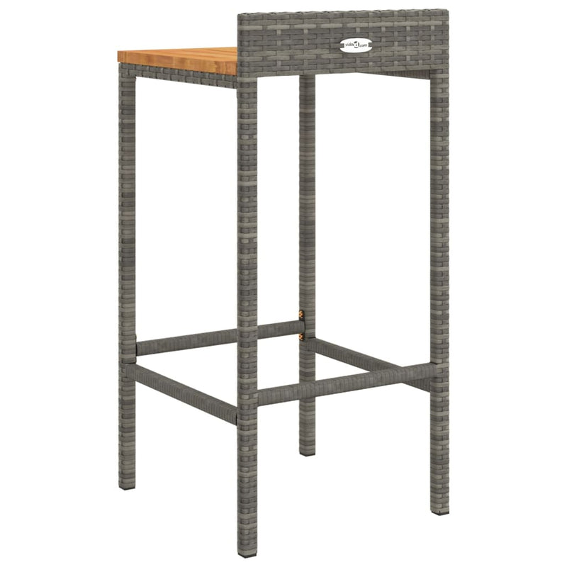 Bar Stools 2 pcs Gray Poly Rattan and Solid Wood Acacia