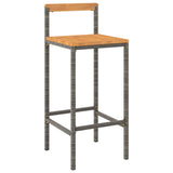 Bar Stools 2 pcs Gray Poly Rattan and Solid Wood Acacia