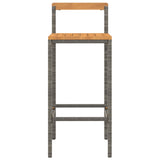 Bar Stools 2 pcs Gray Poly Rattan and Solid Wood Acacia