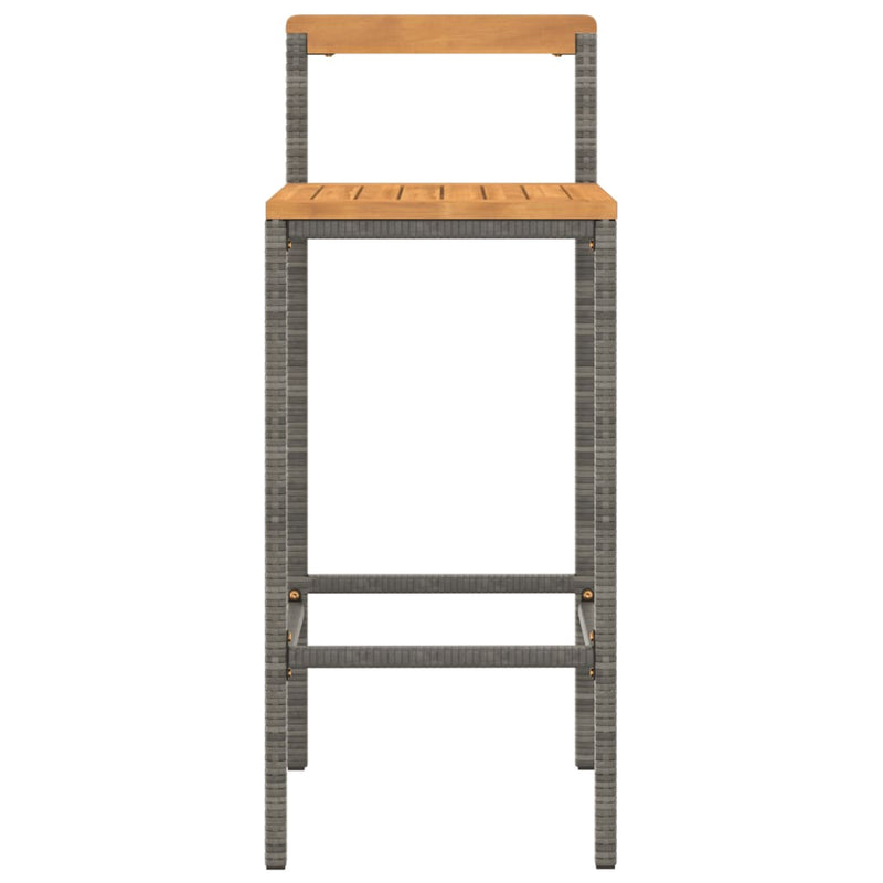 Bar Stools 2 pcs Gray Poly Rattan and Solid Wood Acacia