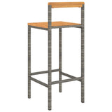 Bar Stools 2 pcs Gray Poly Rattan and Solid Wood Acacia