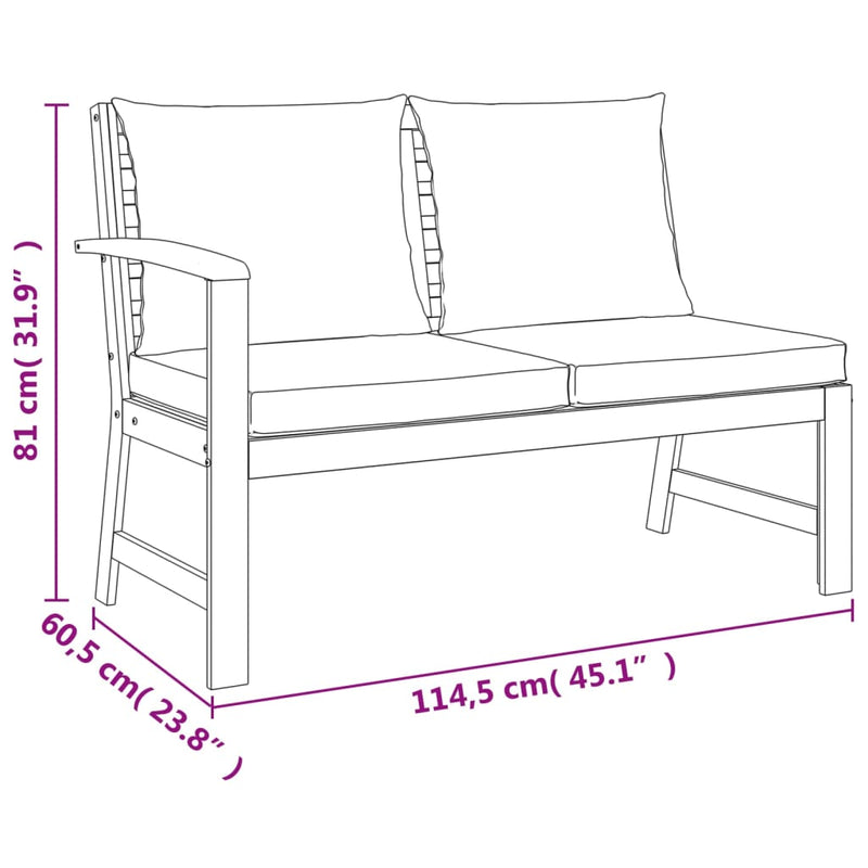 4 Piece Patio Dining Set with Cushions Solid Wood Acacia