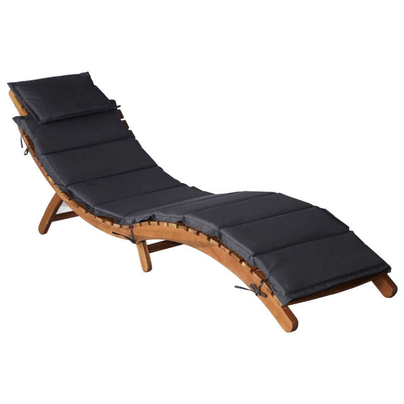 Sun Loungers with Cushions 2 pcs Dark Gray Solid Wood Acacia