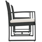 3 piece Patio Dining Set with Cushions Black PP Rattan