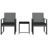 3 piece Patio Dining Set with Cushions Dark Gray PP Rattan