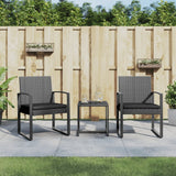 3 piece Patio Dining Set with Cushions Dark Gray PP Rattan