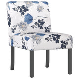 Slipper Chair Blue Flower Fabric