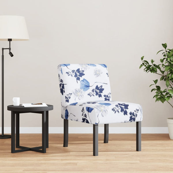 Slipper Chair Blue Flower Fabric