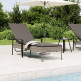 Sun Lounger with Cushion Gray Poly Rattan