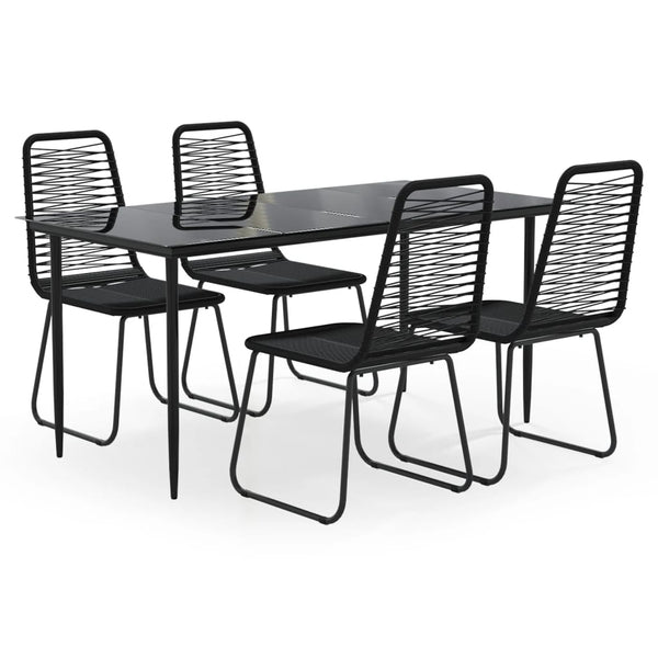 5 Piece Patio Dining Set Black