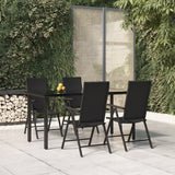 5 Piece Patio Dining Set Black Poly Rattan