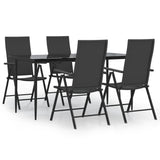 5 Piece Patio Dining Set Black Poly Rattan