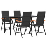 5 Piece Patio Dining Set Black and Brown Poly Rattan