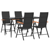 5 Piece Patio Dining Set Black and Brown Poly Rattan