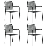 5 Piece Patio Dining Set Black Cotton Rope and Steel