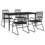 5 Piece Patio Dining Set Black PVC Rattan