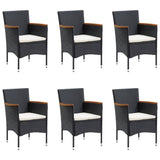 7 Piece Patio Dining Set with Cushions Black