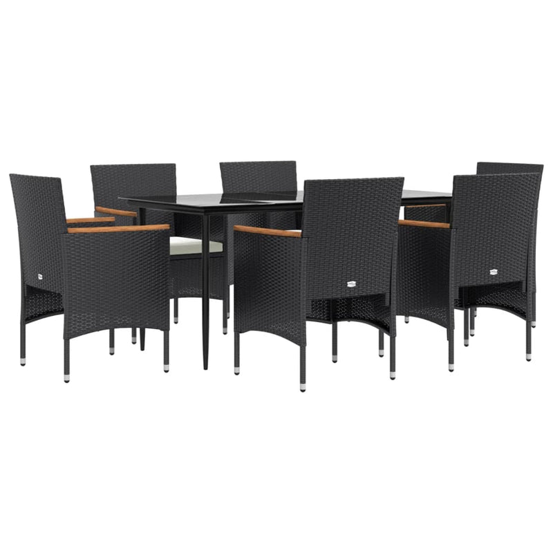 7 Piece Patio Dining Set with Cushions Black