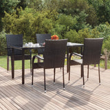 5 Piece Patio Dining Set Black Poly Rattan