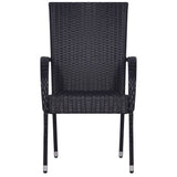 5 Piece Patio Dining Set Black Poly Rattan