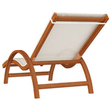 Sun Lounger with Pillow White Textilene and Solid Wood Poplar