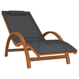 Sun Lounger with Pillow Gray Textilene and Solid Wood Poplar