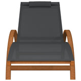 Sun Lounger with Pillow Gray Textilene and Solid Wood Poplar