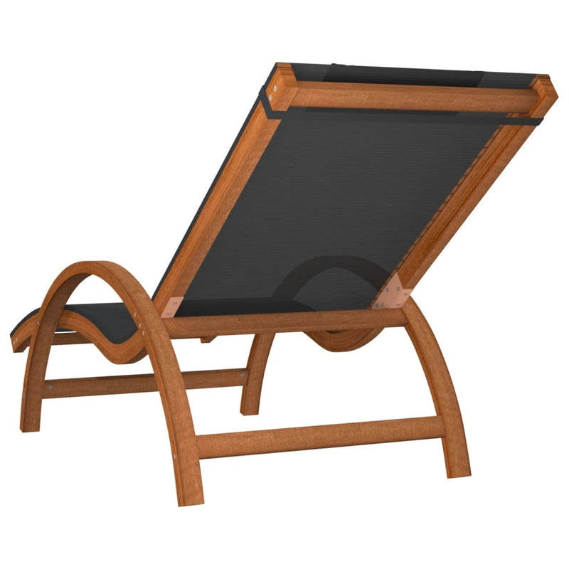 Sun Lounger with Pillow Gray Textilene and Solid Wood Poplar