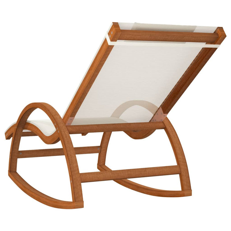 Rocking Chair White Textilene and Solid Wood Poplar