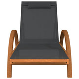 Sun Lounger with Pillow Gray Textilene and Solid Wood Poplar