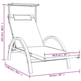 Sun Lounger with Canopy Gray Textilene and Solid Wood Poplar