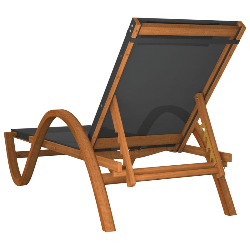 Sun Lounger with Pillow Gray Textilene and Solid Wood Poplar