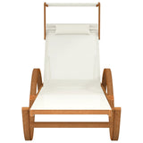 Sun Lounger with Canopy White Textilene and Solid Wood Poplar