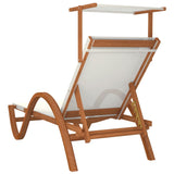 Sun Lounger with Canopy White Textilene and Solid Wood Poplar