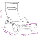 Sun Lounger with Canopy White Textilene and Solid Wood Poplar